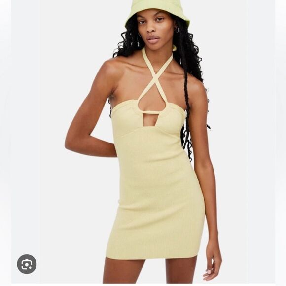 For Love & Lemons NWT For Love and Lemons $149 Yellow Halter knit Dress NWT XS - Picture 4 of 10